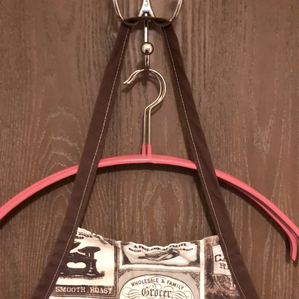 Coffee Motif Cotton Apron - 25”x28”, each waist tie is 24” long